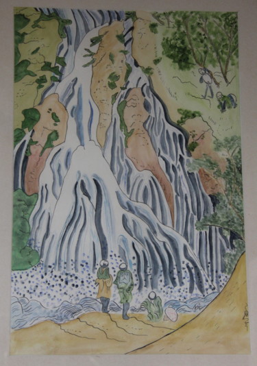 CASCADE de Kirifuri sur le Mont Kurokami    COPIE de HOKUSAI  (lire explications ))